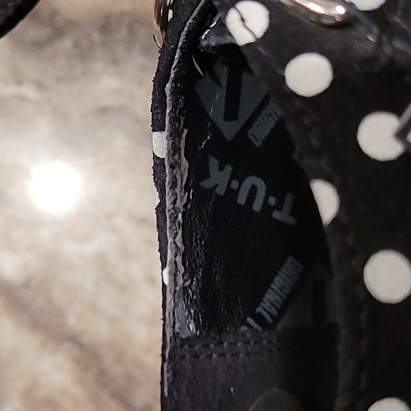 T.U.K sz M7/W9 Black & White Polka Dot Suede Creepers - Picture 10 of 14